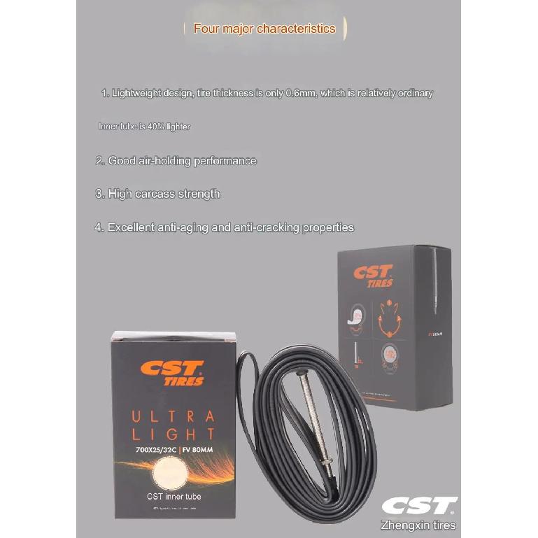 CST Ultralight Bike Inner Tube MTB ROAD BICYCLE 26 27.5 29x 1.9 2.125 700x 18c 25c 32c FV AV SV 48mm 60mm 80mm