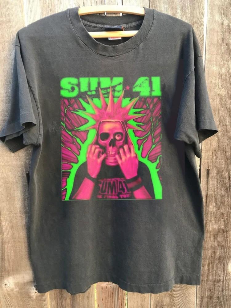 Sum 41 Тур Setting Sum 2024 2025 Перепечатка Футболка с тура AN52223 Унисекс XXXXL