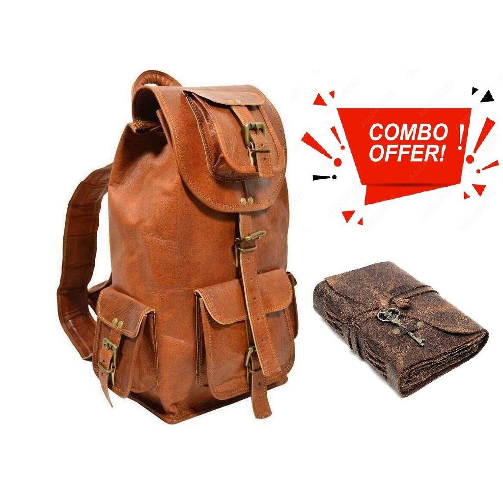 Купить Большой винтажный мужской рюкзак из натуральной козьей кожи ...