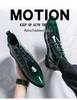 Men's Green Glossy High-Top Martin Boots - British Style Pointed Toe Chelsea Boots, Autumn Korean Trend.