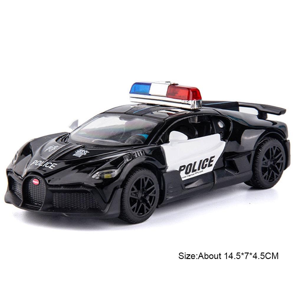 Scale 1:32 Santana Divo Police Car Model Toy Music Light Public Security 110 Supercar Doors Opened Alloy Diecast Models Boy Gift