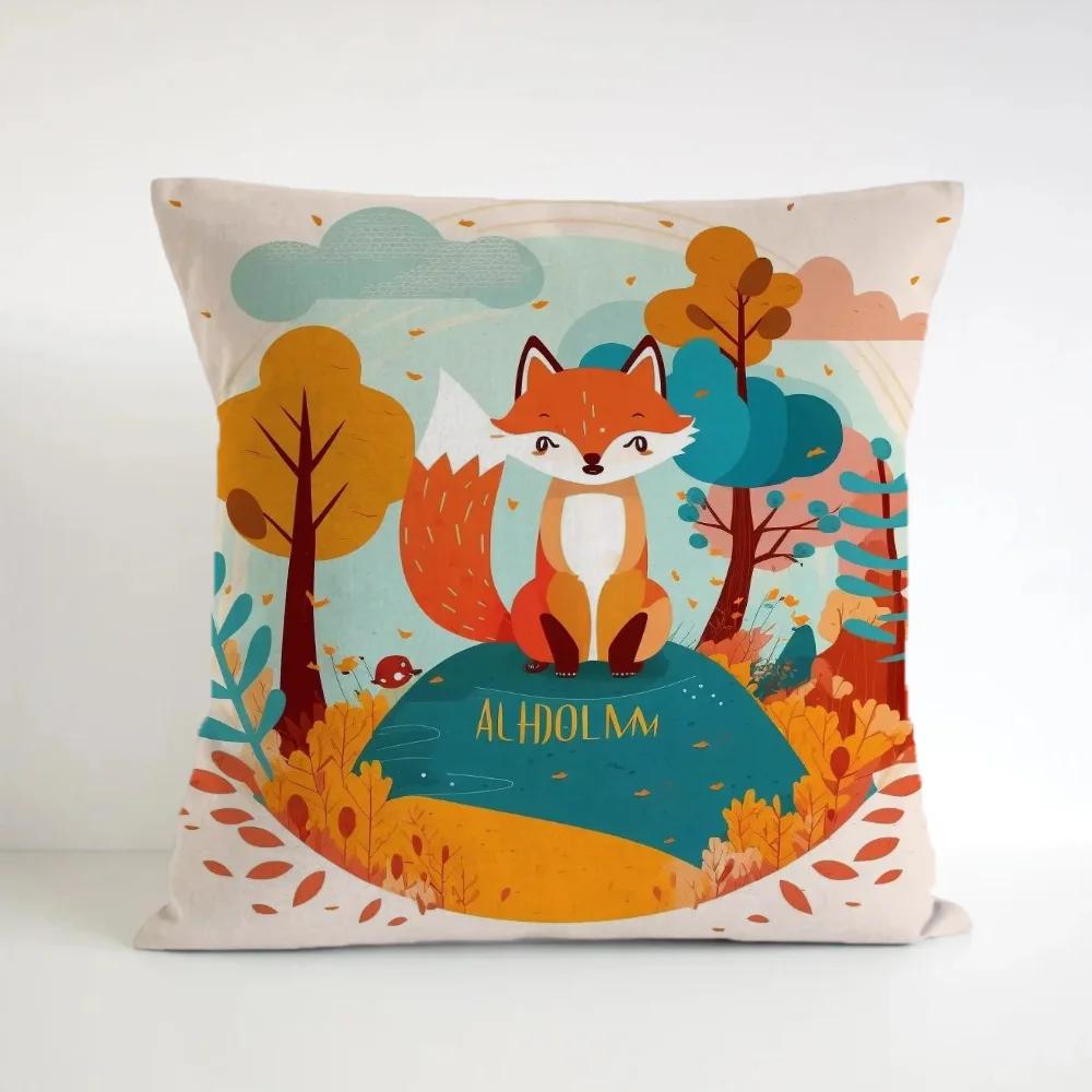 Cartoon Fox Cushion Cover 50x50 Cushions Decorative Pillowcases 40x40 Ornamental Pillows for Living Room Lounge Chairs Pillow