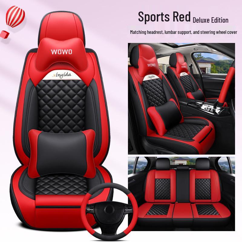 2021 Little Lucky Cow Leather Cartoon Car Seat Cushion for All Seasons - Fits Five Seats