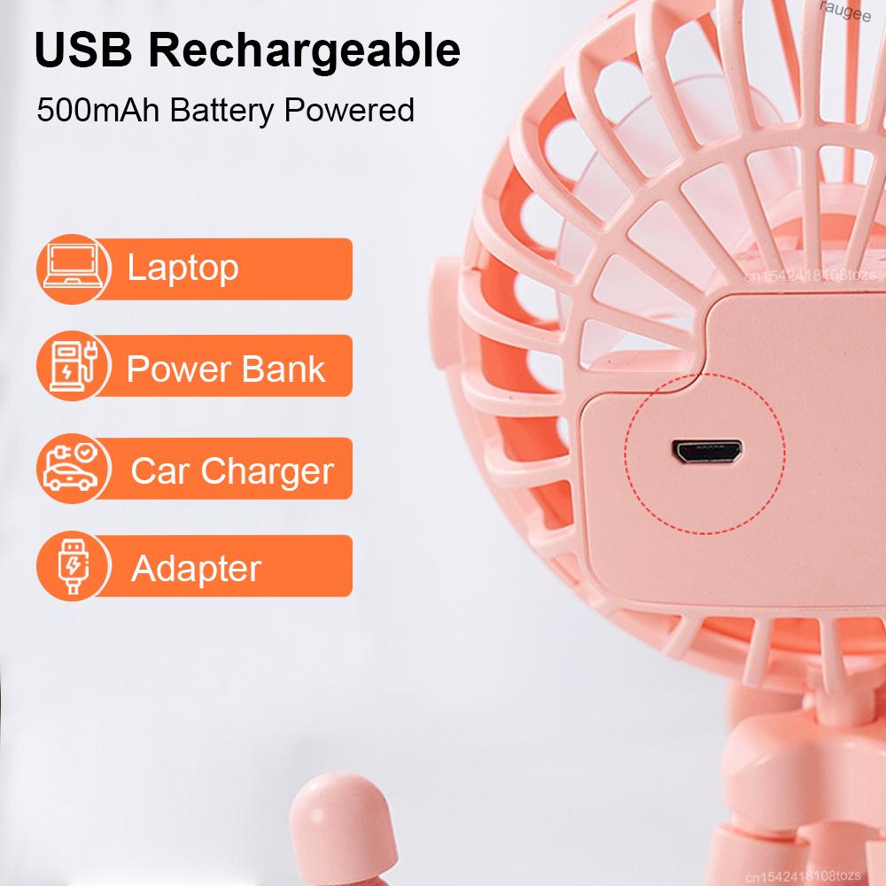 Tragbarer Kinderwagen-Ventilator Mini Baby Clip-Ventilator Intelligenter Oktopus Handventilator 360° drehbar Fahrrad Auto Stativ-Ventilator Wiederaufladbarer Clip-Ventilator