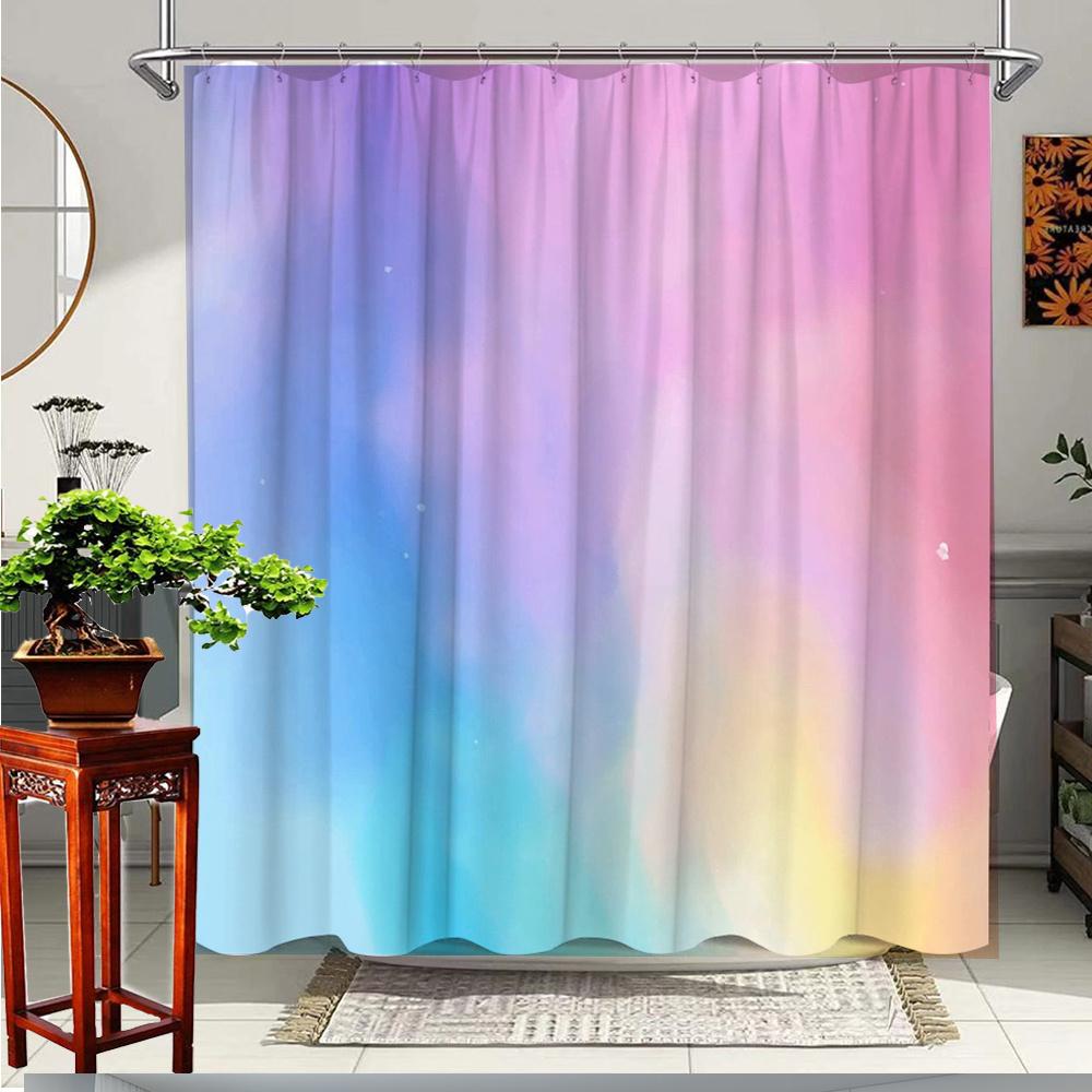 

1Pc Vibrant Artistic Shower Curtain With Colorful Gradient Design For A Refreshing Bathroom Decor, Made Of Polyester Fabric, W60H190(CM)-1 Pcs