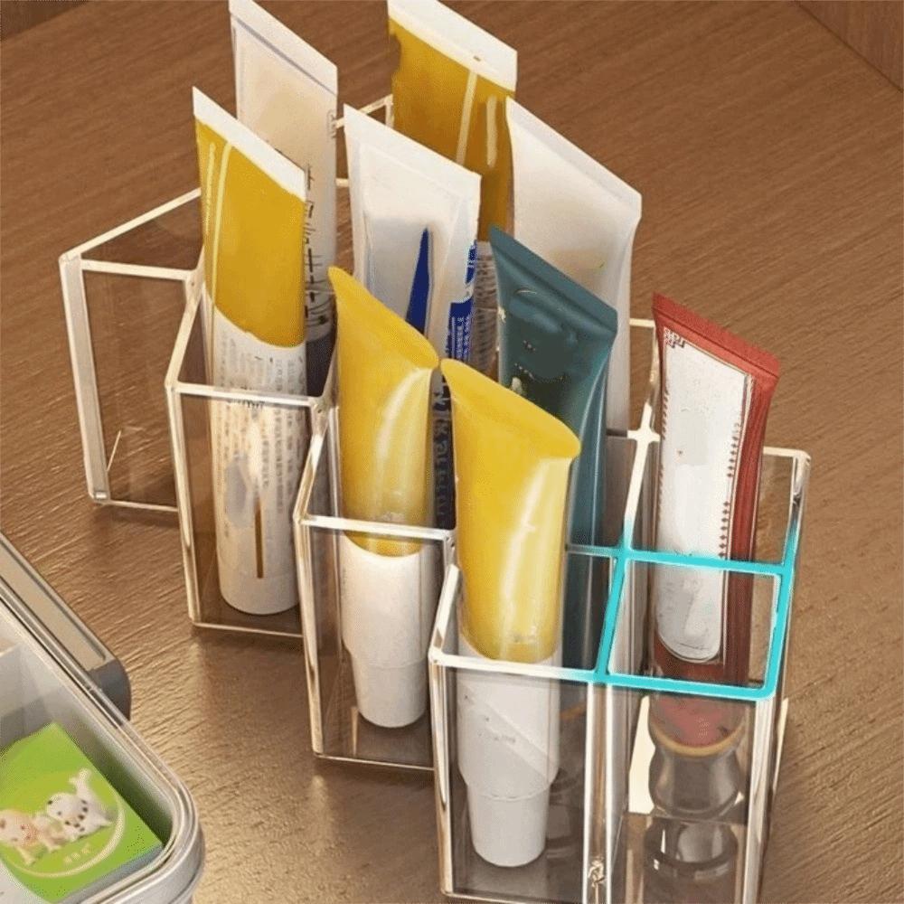 Mehrfachgitter Salben-Organizer-Box Transparente Kosmetik-Aufbewahrungsregal Schminktisch-Organisation