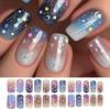 24Pcs Medium Square False Nail Space Theme Moon Star Designs Acrylic Nail For Commuting Celebrations And Special Event