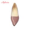 Aphixta Classics 7.5cm Square Heels Patent Leather Shoes Woman Pointed Toe Pumps Sapato Feminino Work Party Shoes Plus Size 48