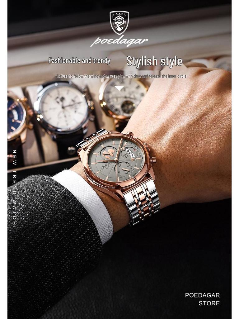 Swiss Waterproof Multifunctional Luminous Men's Fashion Wristwatch