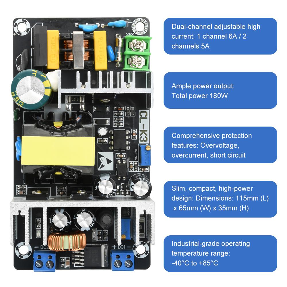 Adjustable Dual Output Switch Power Supply Module AC 100-240V/DC 141-339V To 18-33V/1.25-31V Step Down Buck Converter