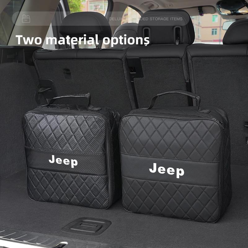 Car Storage Box Charging Gun Leather Bag Accessories For Jeep Grand Cherokee Wrangler JK Gladiator Compass Renegade Wagoneer AMU1