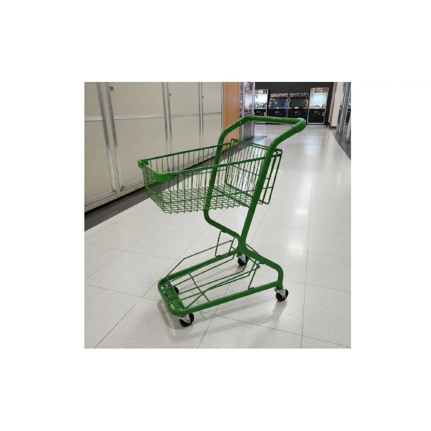 Two-Level Shopping Shopping Basket PU Wheels Metal Shopping Trolley Convenience Shop Shopping Basket Sturdy Duty for Supermarket