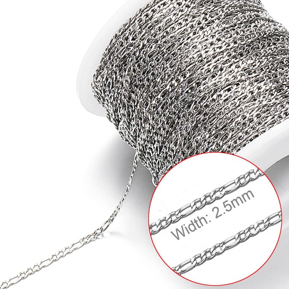 No Fade 2meters Stainless Steel Chains for Jewelry Making Supplies Bracelet Necklace Earrings High Quality Chain DIY Accessories