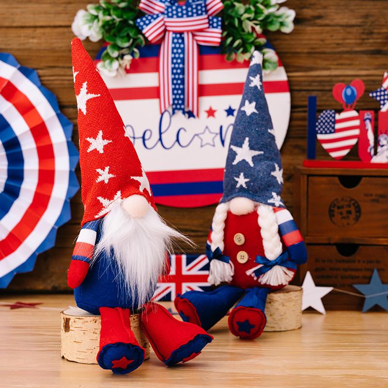 Unique Gnome Patriotic Doll With Long Legs And American Flag Design For Holiday Display