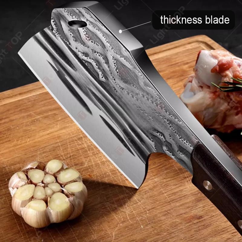 Kitchen Butcher Knife Chopping Bone Knife Household Vegetable Slicing Cleaver High Carbon Steel Cooking Chef Knife Wooden Handle