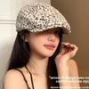 Rhinestone Leopard Print Beret Flat Painter Cap Fashion Leopard Newsboy Cap  Outdoor