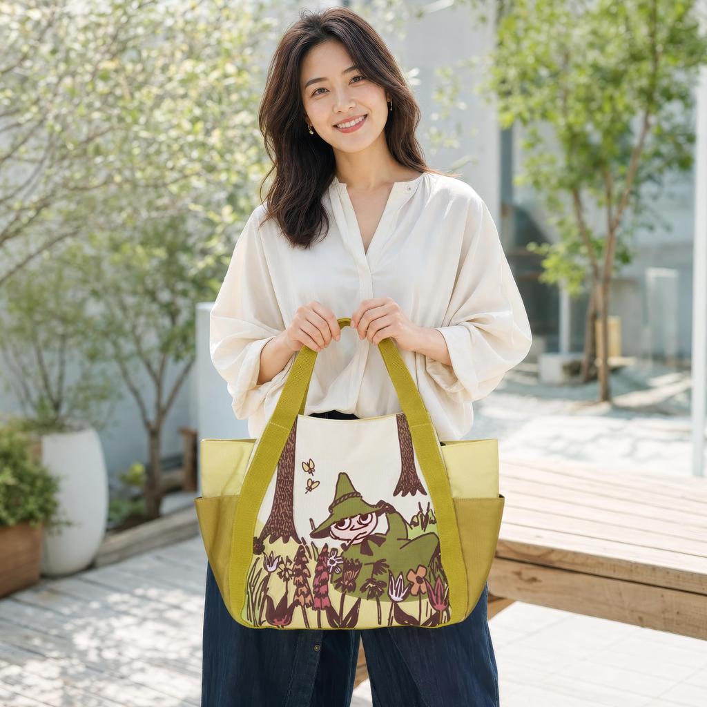Lakurasu Tote Bag for Large Balloon with Outer MOOMIN Women, Capacity, Lightweight, Shape, Pocket,