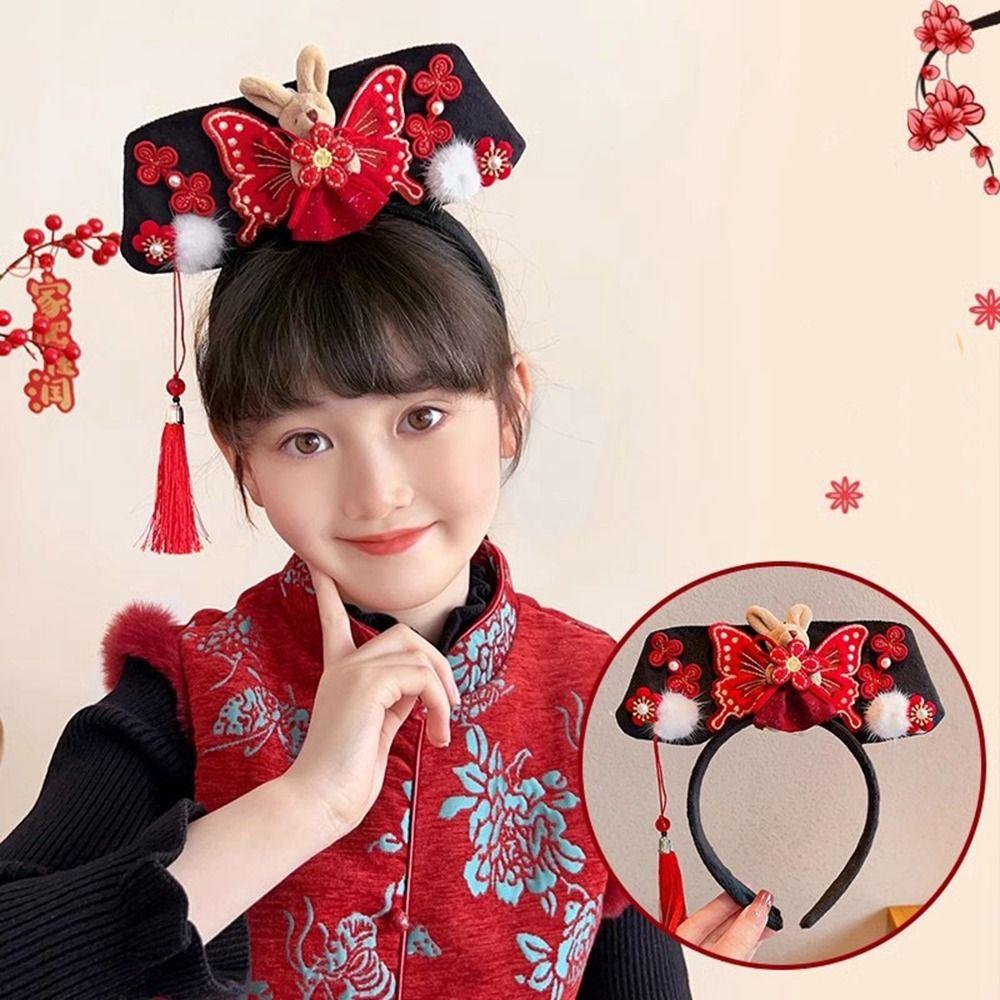 Flower Ancient Style Gege Headband Snake Year Hanfu Headwear  New Year Hair Accessories