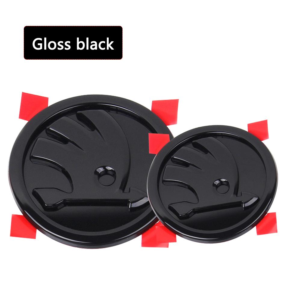 2Pcs 80MM/90MM 3D Car Emblem Badge Hood Front Rear Trunk Logo For Skoda Fabia 1 2 Octavia A7 RS Superb Rapid Yeti Karoq Vision