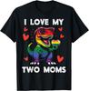 Fierté Gay J'aime Mes Deux Mères Dino Allié LGBTQ Arc-en-ciel T-shirt Enfant