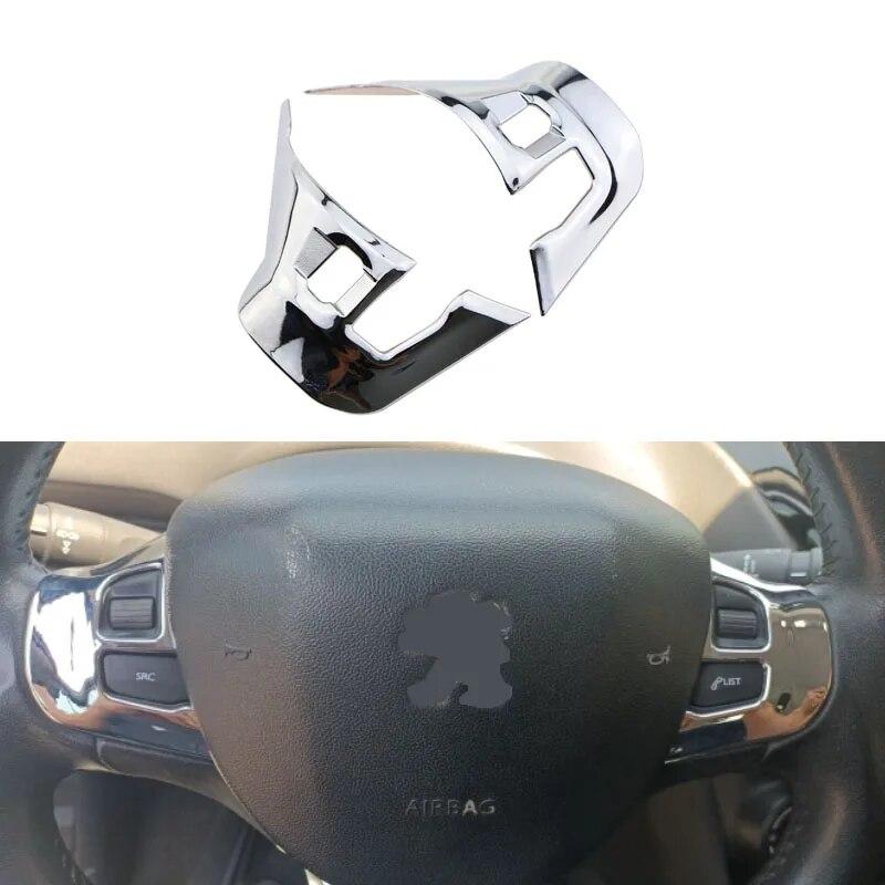 My Good Car for Peugeot 2008 208 2014 -  Chrome Steering Wheel Panel Decorative Cover Sticker Steering Wheel Shiny Auto