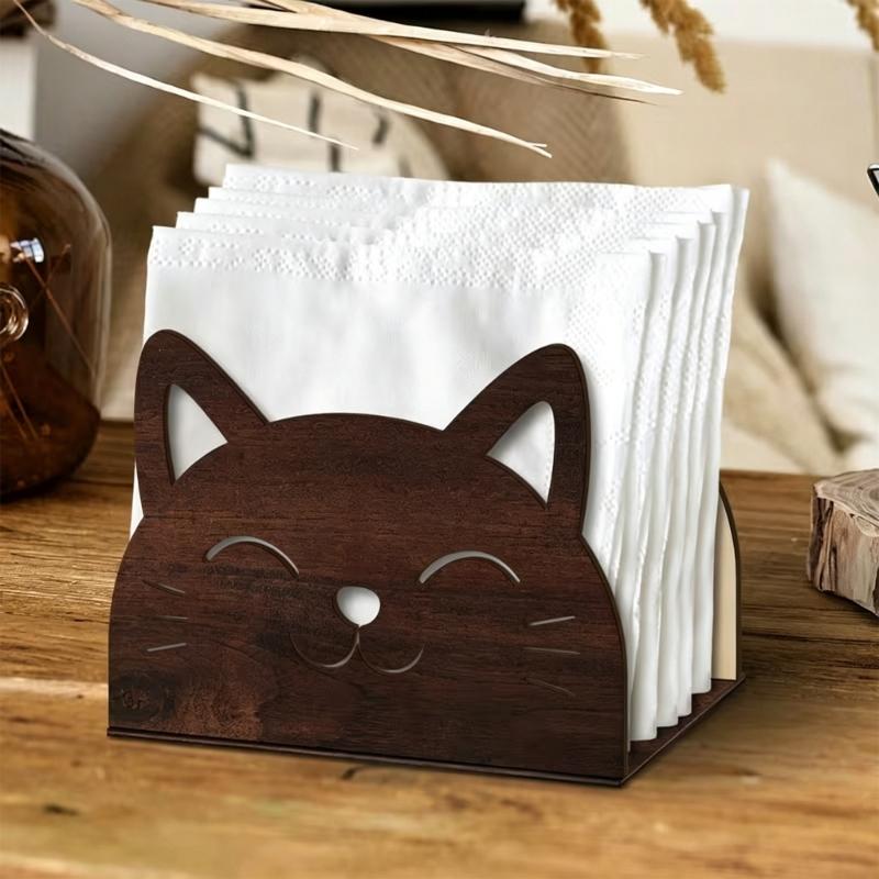 Dekorativer Holz-Serviettenhalter mit filigranem Ausschnittdesign Küchen-Papiertuchspender Tischdekoration für Partys Geeignet für Büros und Cafés