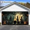 2D Plane, Halloween-themed Garage Door Cover, Featuring Witch's Brewing, Ghost House and Pumpkin Designzyc