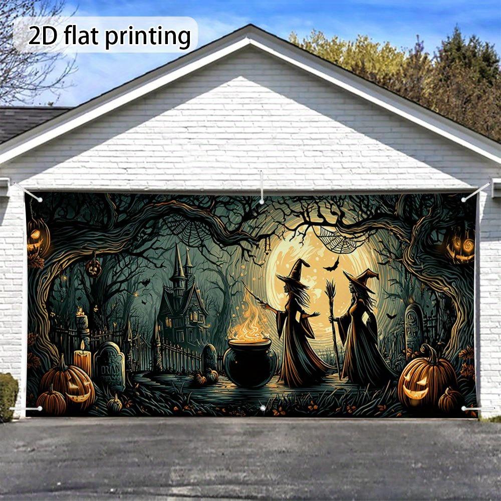 2D Plane, Halloween-themed Garage Door Cover, Featuring Witch's Brewing, Ghost House and Pumpkin Designzyc