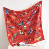 Fashionable and Gorgeous Printed Silk Scarf Women's Contrast Color Silky Simulation Silk Large Scarf Shawl