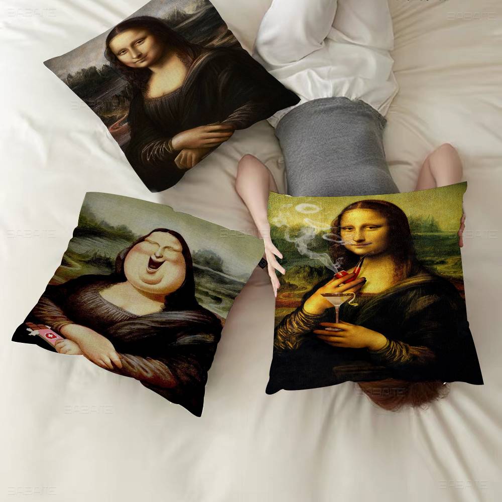 Mona Lisa Funny Wall Art Pictures Pillow Gifts Home Office Furnishings Bedroom Sofa Car Cushion Cover case 45x45cm