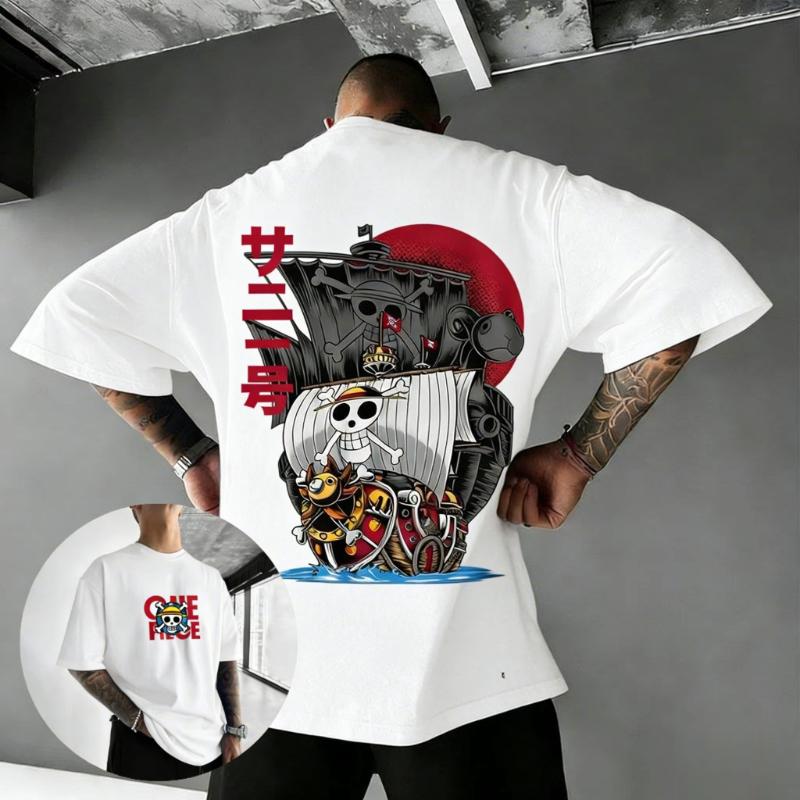 One Piece Anime T Shirt Men Women 2026 Summer Cotton Short Sleeve Tee Ship Skull Print Streetwear Casual Tops Manga Graphic Tee
