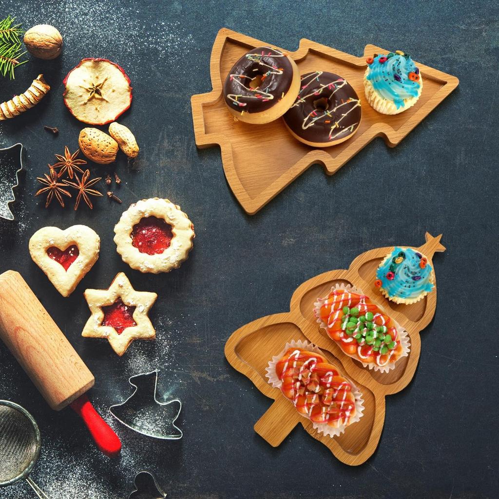 wooden Christmas tree plate tray for food appetizers desserts snackacs sushi Japanese sashimi plate restaurant