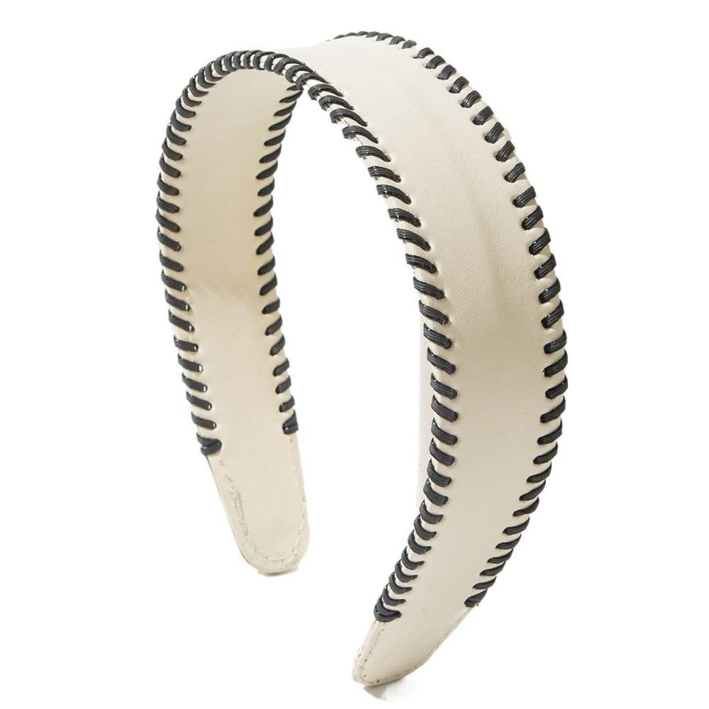 

Solid Color Leather Headband Non-Slip Wide Edge Hairband Hair Accessories Women Hair Hoop Lady білий