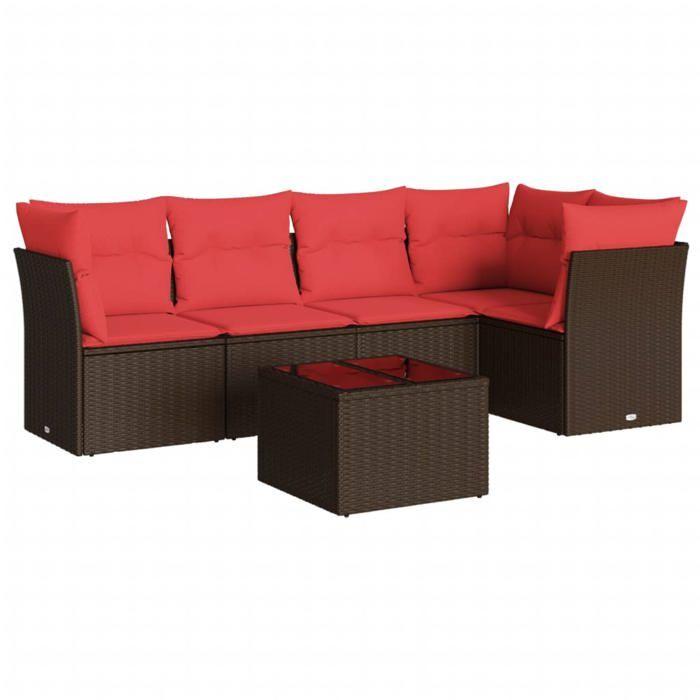 VidaXL Salon de Jardin avec Coussins 6 pcs, Canapés avec Pieds Réglables, Ensemble de Meubles d'Extérieur Patio Terrasse 3217614