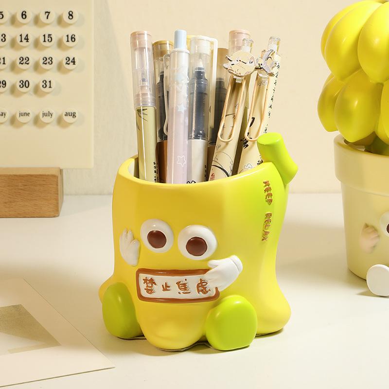 Creamy Style Un-Anxious Pen Holder - High-end, Large-capacity Storage Box - Office Desk Decorative Item