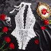 Sexy Lingerie For Women One Piece Transparent Lace Sling Pajamas Porn Bodysuit Deep V Crotchless Teddy Baby Doll Erotic Costumes