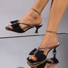 Fashion Elegant Ladies Crystal Strap High Heels Sandals Women Summer 2025 Pink Bowtie Party Wedding Shoes Woman Size43 Gladiator Shoes