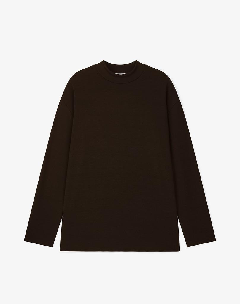WORK ON BODY OFF Rested Semi-Overfit Mock Neck Knit [Brown]