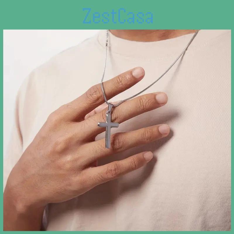 Stainless Steel Cross Pendant For Men Hip Hop Necklace Embellishments Glossy