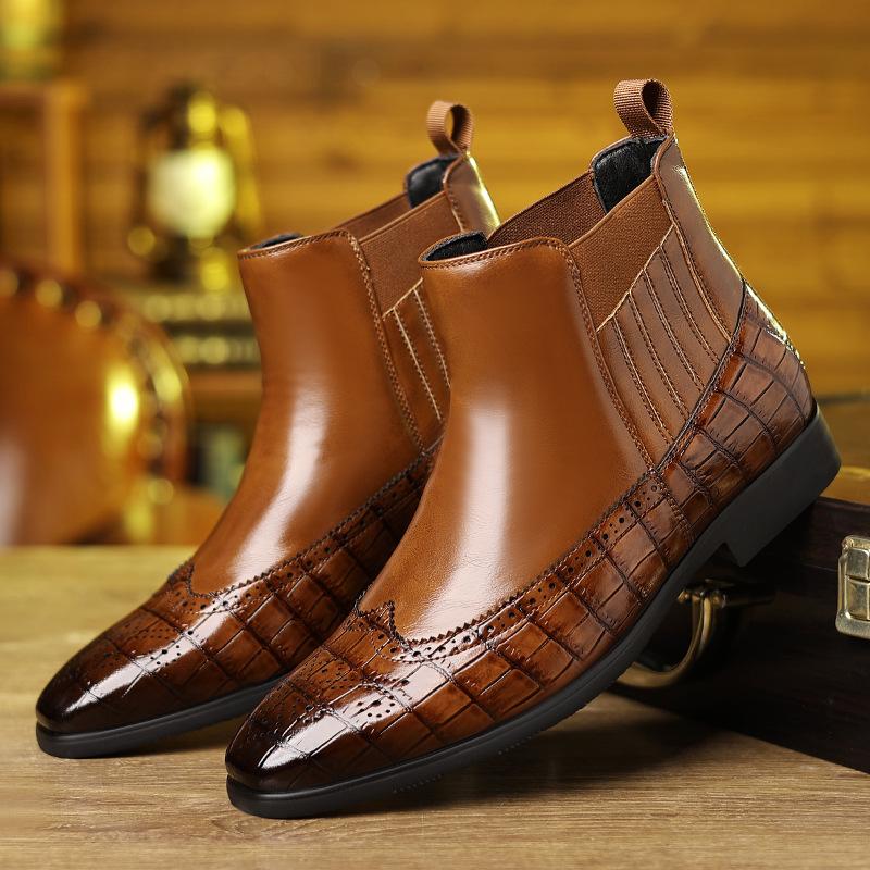 8655 Chelsea boots Chelsea Brock short boots men's pointed Martin boots, large size foreign trade men's shoes