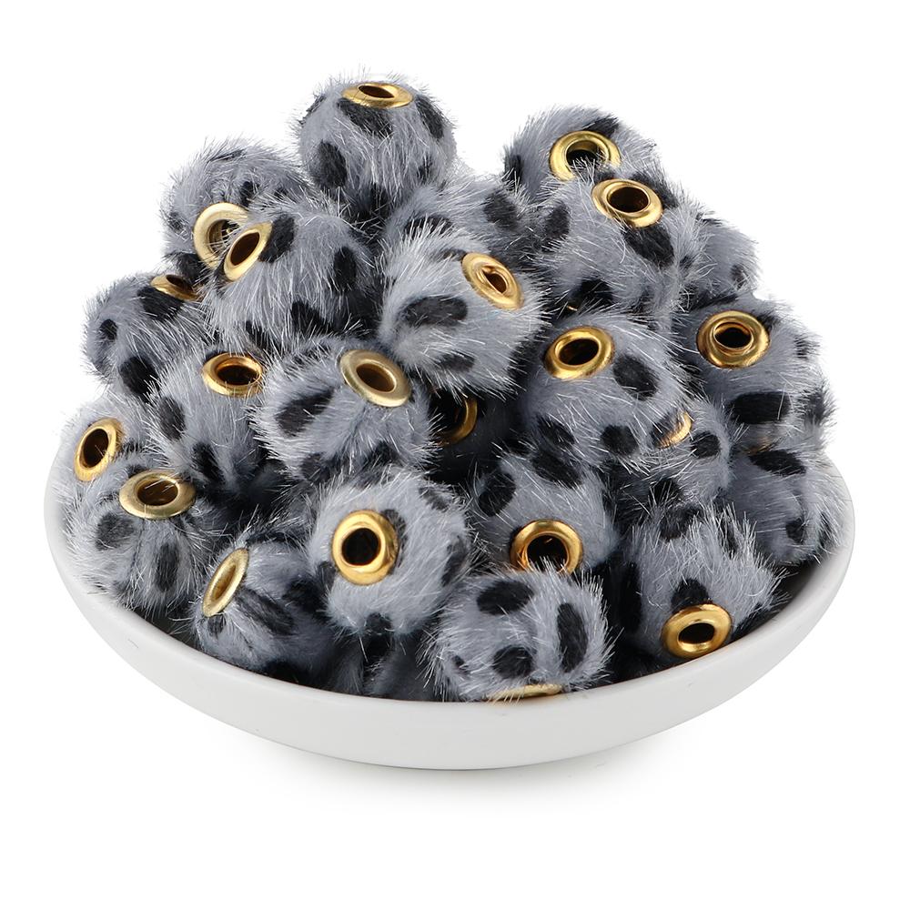 20Pcs/lot 20MM Pompom Beads Plush Fur Covered Ball Bead Charms Straight Hole Big Hole Spacer Beads For Handmade Jewelry Access