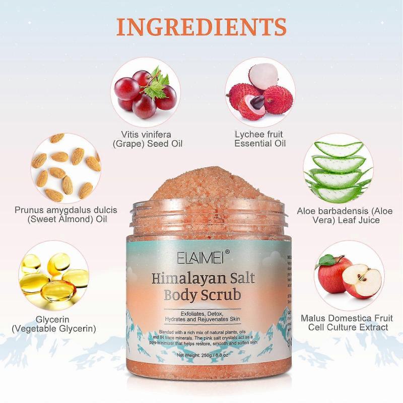 Himalaya Salt Body Scrub - Remove Acne Dark Spots - Salt Exfoliating Body Scrub - Smooth Skin Deep Cleansing Moisturizing Hyperpigmentation - Women Bo