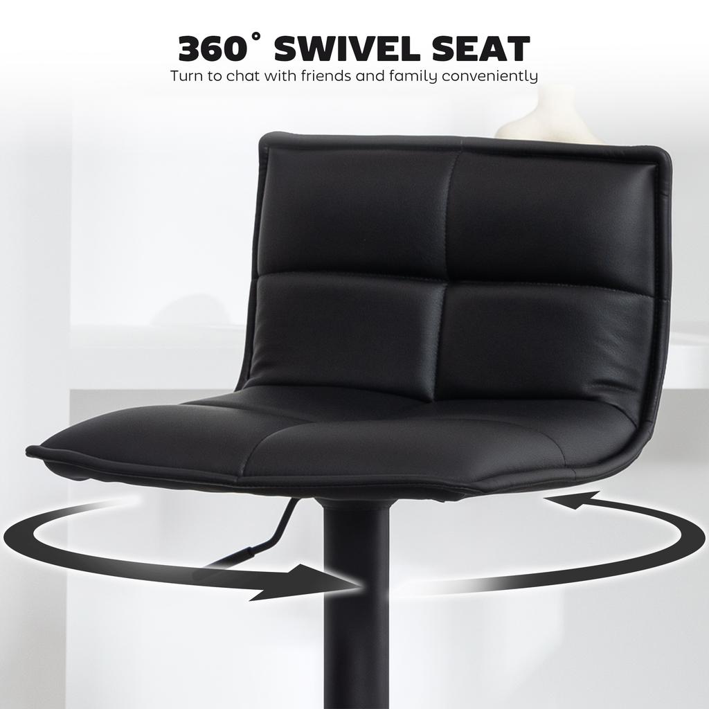 Set of Two Modern Faux Leather Bar Stools - Black