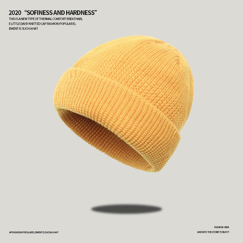 Autumn and winter knitted woolen hats for men, Japanese style large head circumference hats, trendy women's beanie caps, cold weather hats, stylish