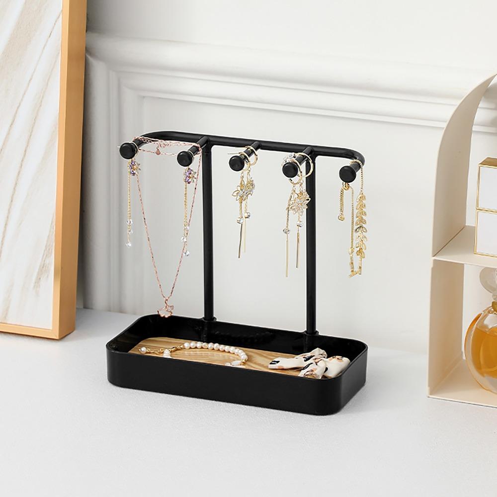 Plastic Jewelry Stand Space Saving Black Jewelry Organizer White Multifunctional Jewelry Display Stand Desktop Use