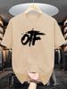 2026Unisexs Pure Cotton Summer Casual Loose Fashion Letter Otf Simple Creative Pattern Printed Round Neck Tshirt Versatile Top