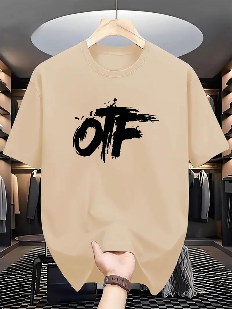 2026Unisexs Pure Cotton Summer Casual Loose Fashion Letter Otf Simple Creative Pattern Printed Round Neck Tshirt Versatile Top