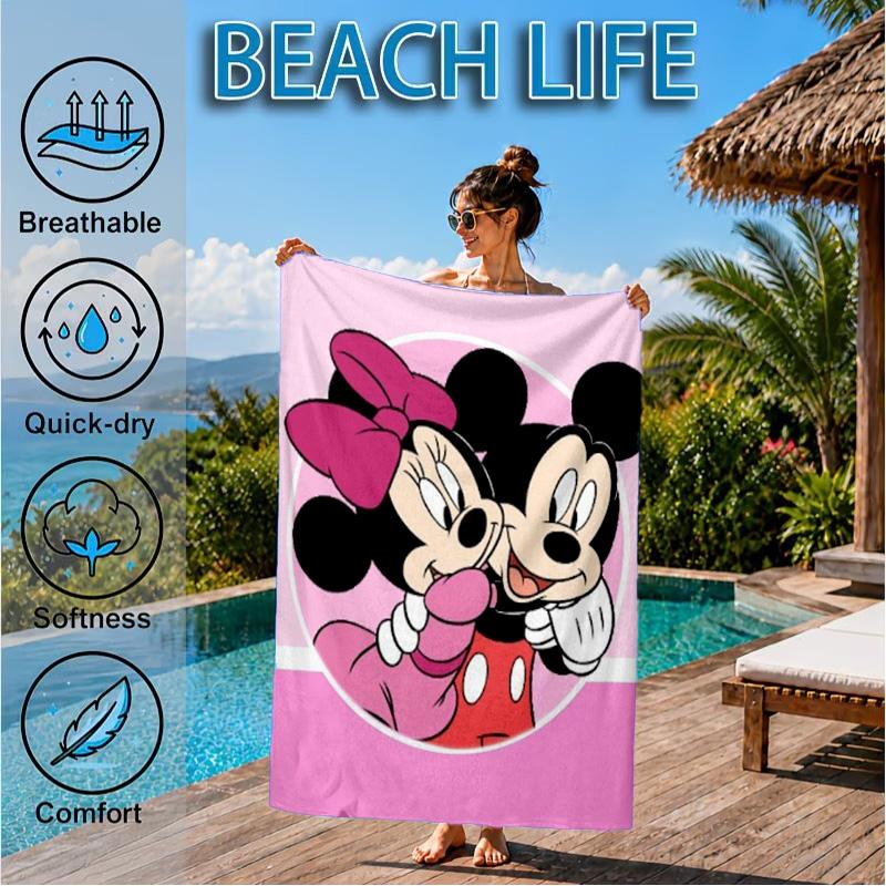 Pink Mouse Artwork Printed Microfiber Beach Towel, Soft And Absorbent, Quick-Dry, Ideal for Summer Travel, Beach Essential, Swimming Pool