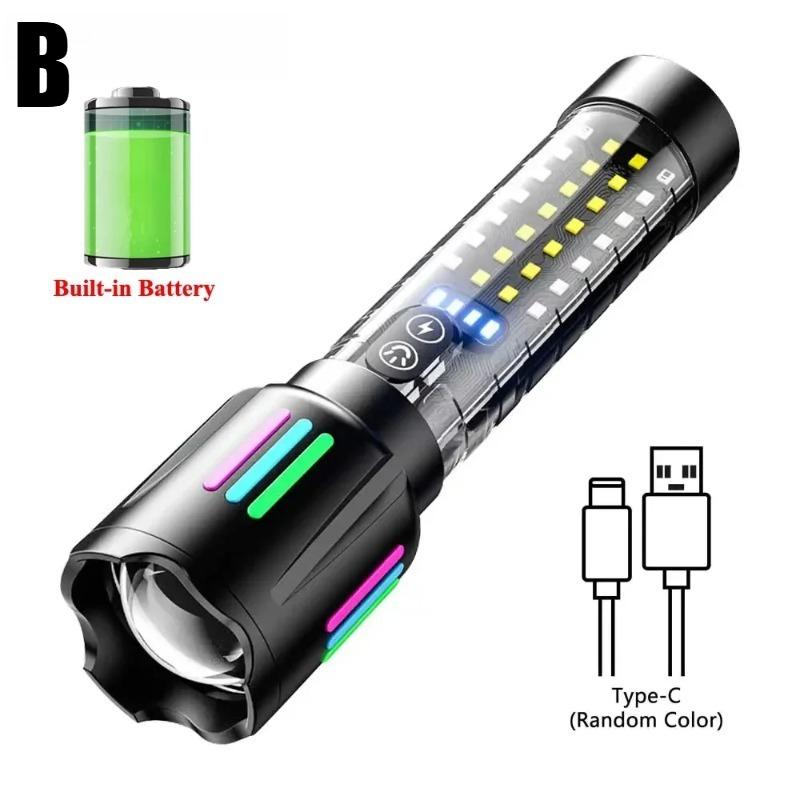 White Laser Most Powerful LED Flashlight Built-in Battery Shot Long 3000M Tactical Portable Lantern with Fluorescent Strip