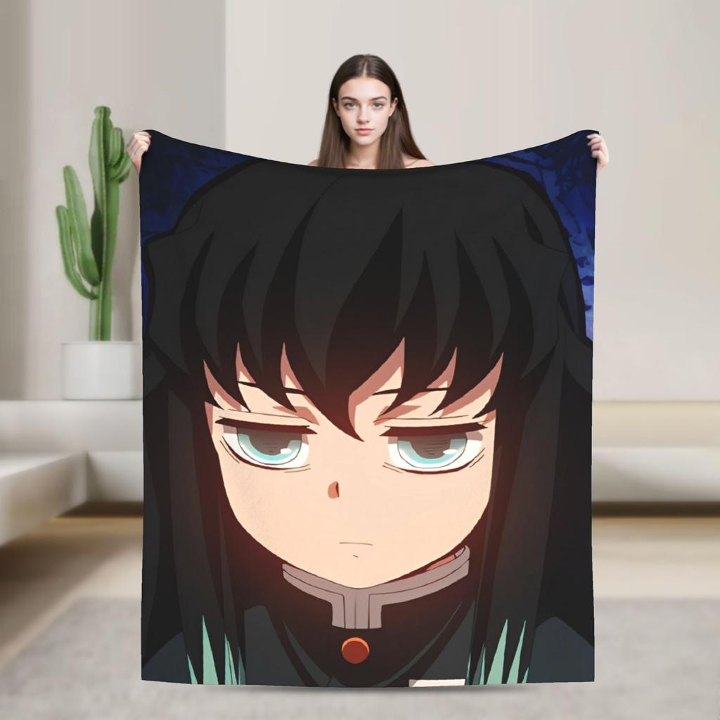 Flame Hashira Kyojuro Rengoku Blanket Anime Demon Slayer Fleece Awesome Breathable Throw Blanket for Coverlet Spring/Autumn